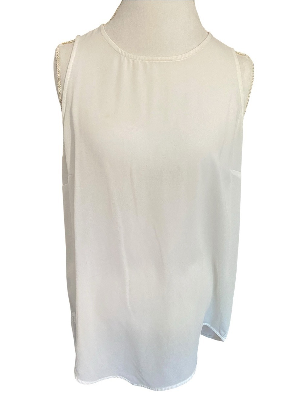 Harlowe & Graham White Asymmetrical Sleeveless Top - size Large